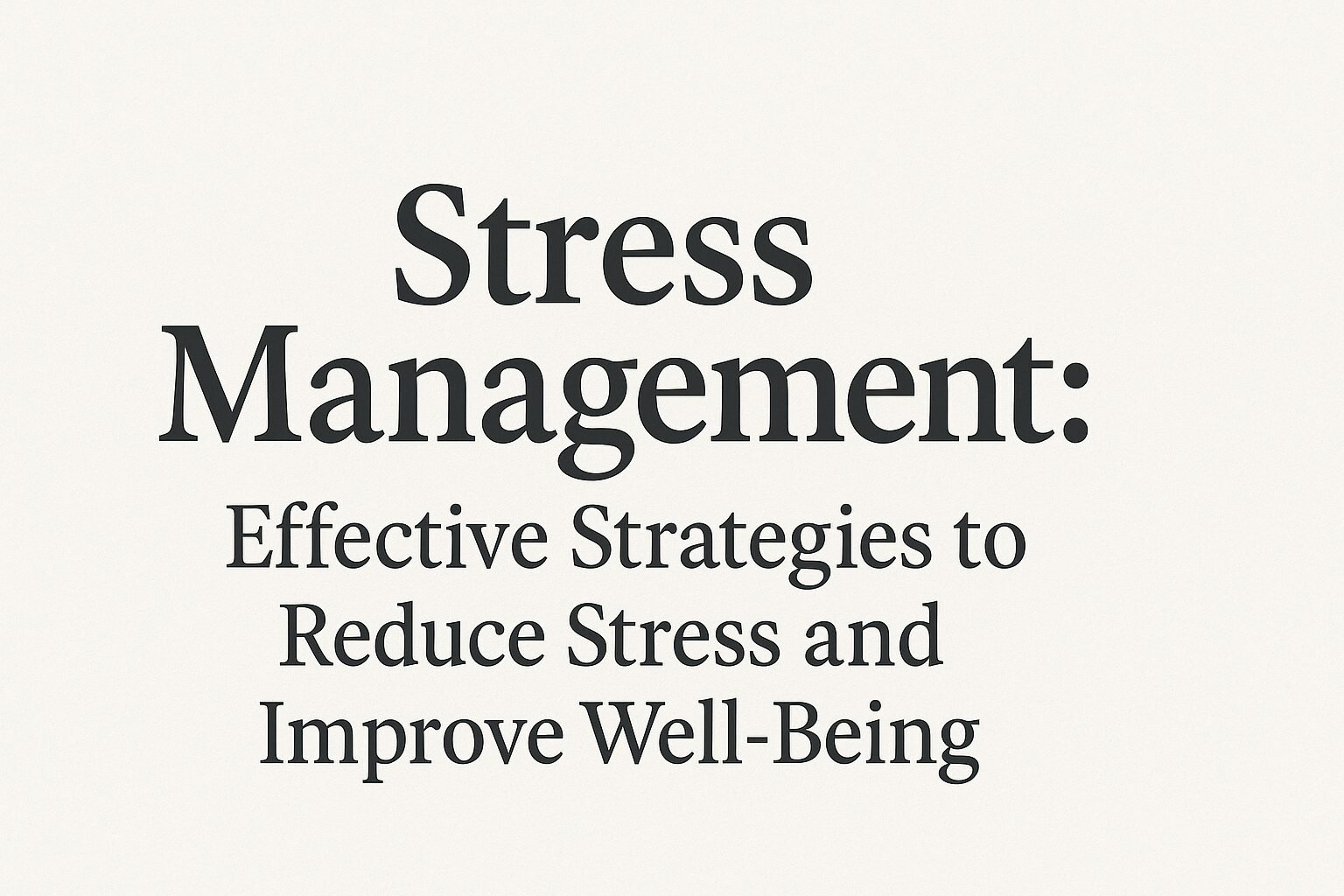 Stress Management: Effective Strategies to Reduce Stress and Improve Well-Being